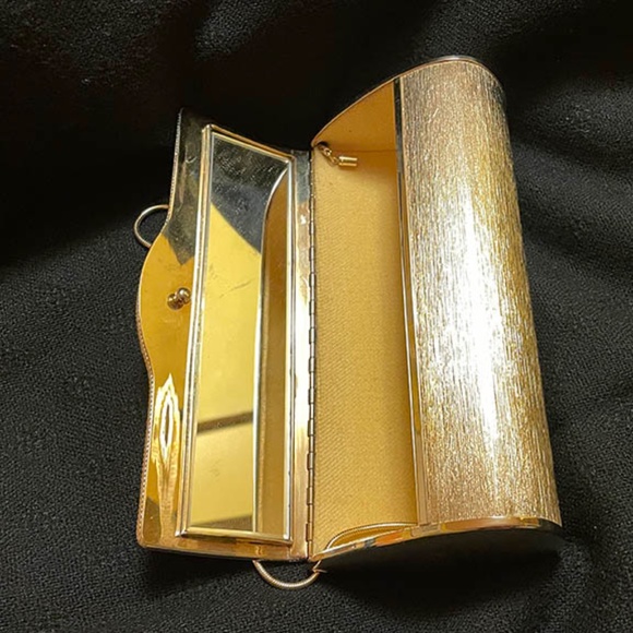 Gold and Rhinestone Hard Shell Handbag - Picture 6 of 7